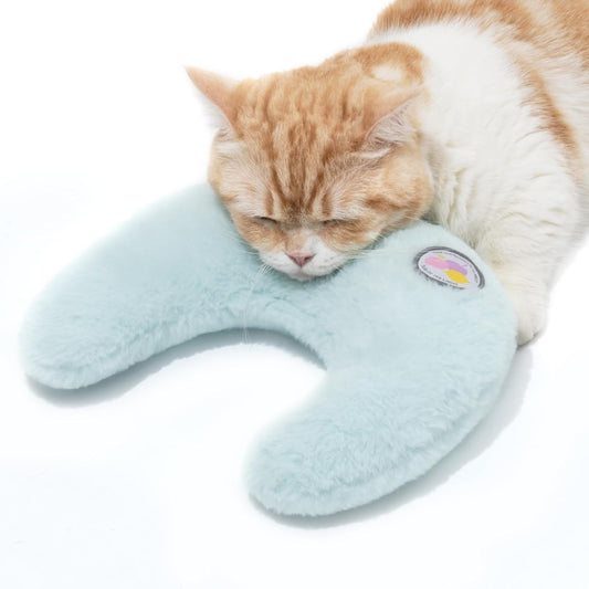 US Local MEWOOFUN U-Shaped Orthopedic Pet Pillow - 10.6x9.8 Inch Fluffy Support For Cats & Puppies, Joint Relief & Improved Sleep Blue