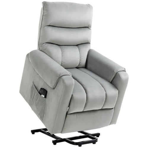 UK Local HOMCOM Vibration Massage Rise And Recliner Chair, Electric Power Lift Recliner With Remote Control And Side Pockets, Grey