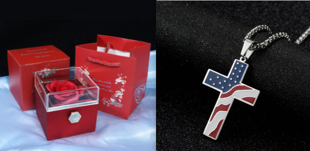US Local Rotating Soap Flower Rose Gift Box Creative Rotating Rose Jewelry Packaging Box Valentine's Day Gift For Women