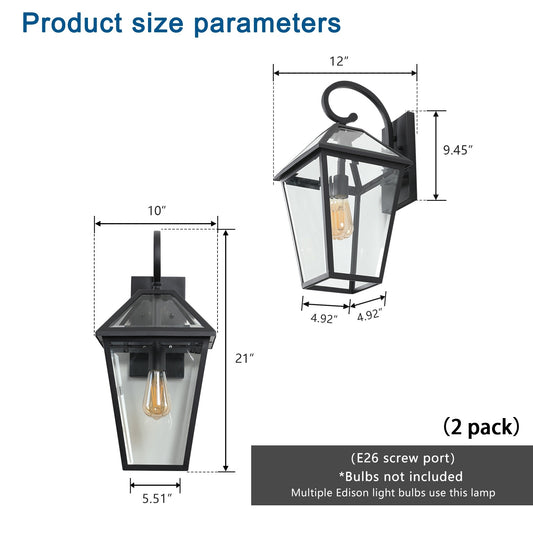 US Local Modern Outdoor Waterproof Wall Lamp 2pack