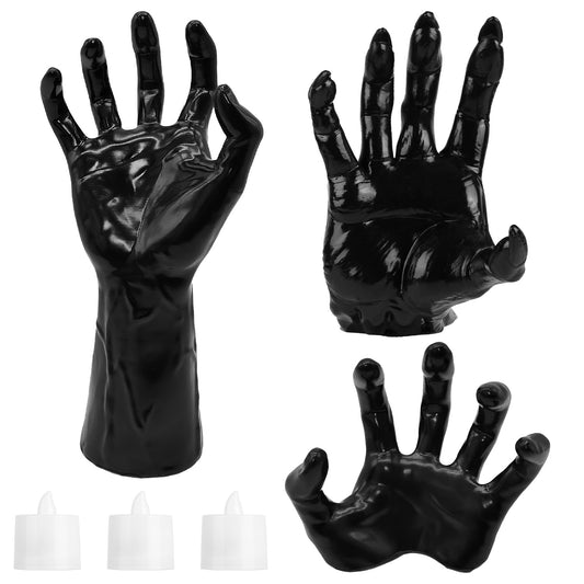 US Local 3 Pcs Creepy Reaching Hands With Lighted Candles Wall Mounted Halloween Decoration Witch Devil Hand Aesthetic Goth Gothic Life Sized Horror Hands Hanging Sculpture