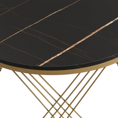 UK Local Elegant Nesting Coffee Table Marble Look Gold Decor,Side Table With Drawers Set Of 2