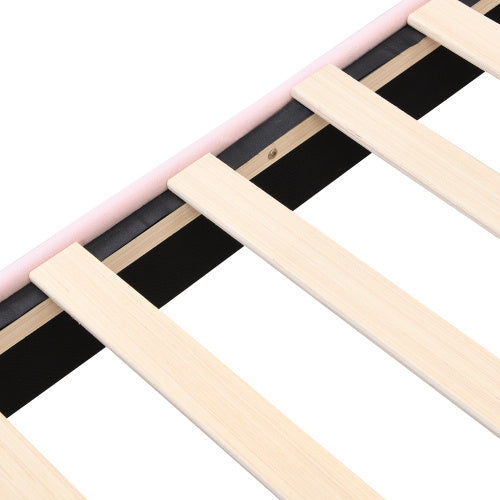 UK Local Velvet Upholstered Bed,King Size Bed-5ft 150x200cm Shell-like Bed With Golden Iron Legs, Height-adjustable Headboard, Wooden Slatted Frame