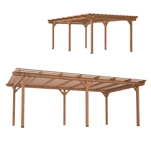 US Local 12 X 16 Outdoor Gazebo Wooden Grape Pergola For Climbing Plant Support, Garden, Terrace, Backyard, Deck, Brown