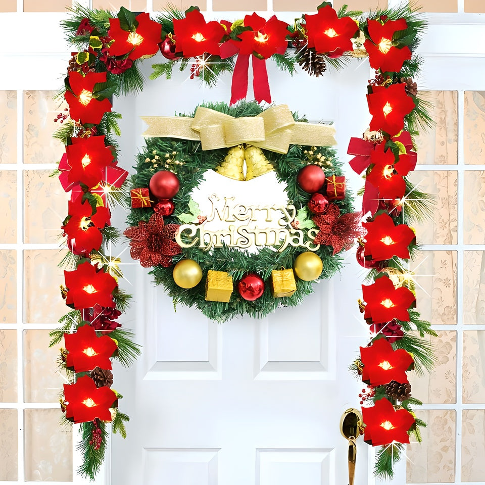 1 Piece Of 24-inch Bell-style Christmas Wreath, With Warm Light And Colored Light Options Available
