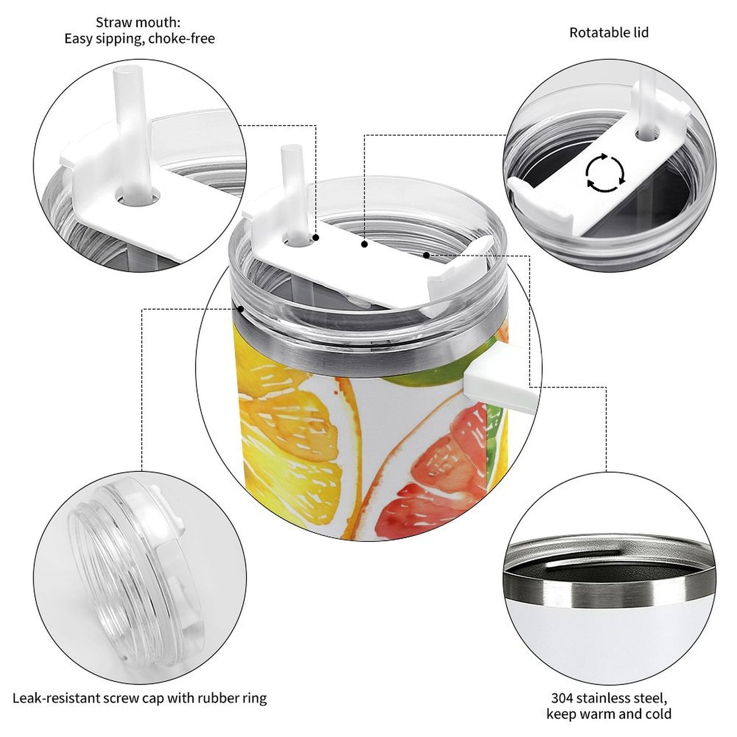 PHDT00492 POD US Local Tumbler 40oz Large Capacity Car Cup Summer, Lemon