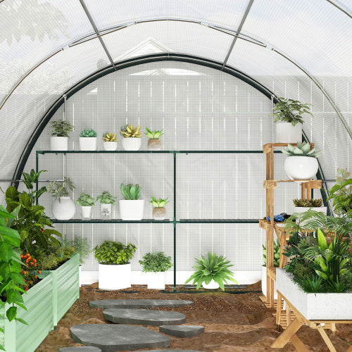 UK Local Outsunny 4 X 3m Walk-In Tunnel Greenhouse, With Accessories - White