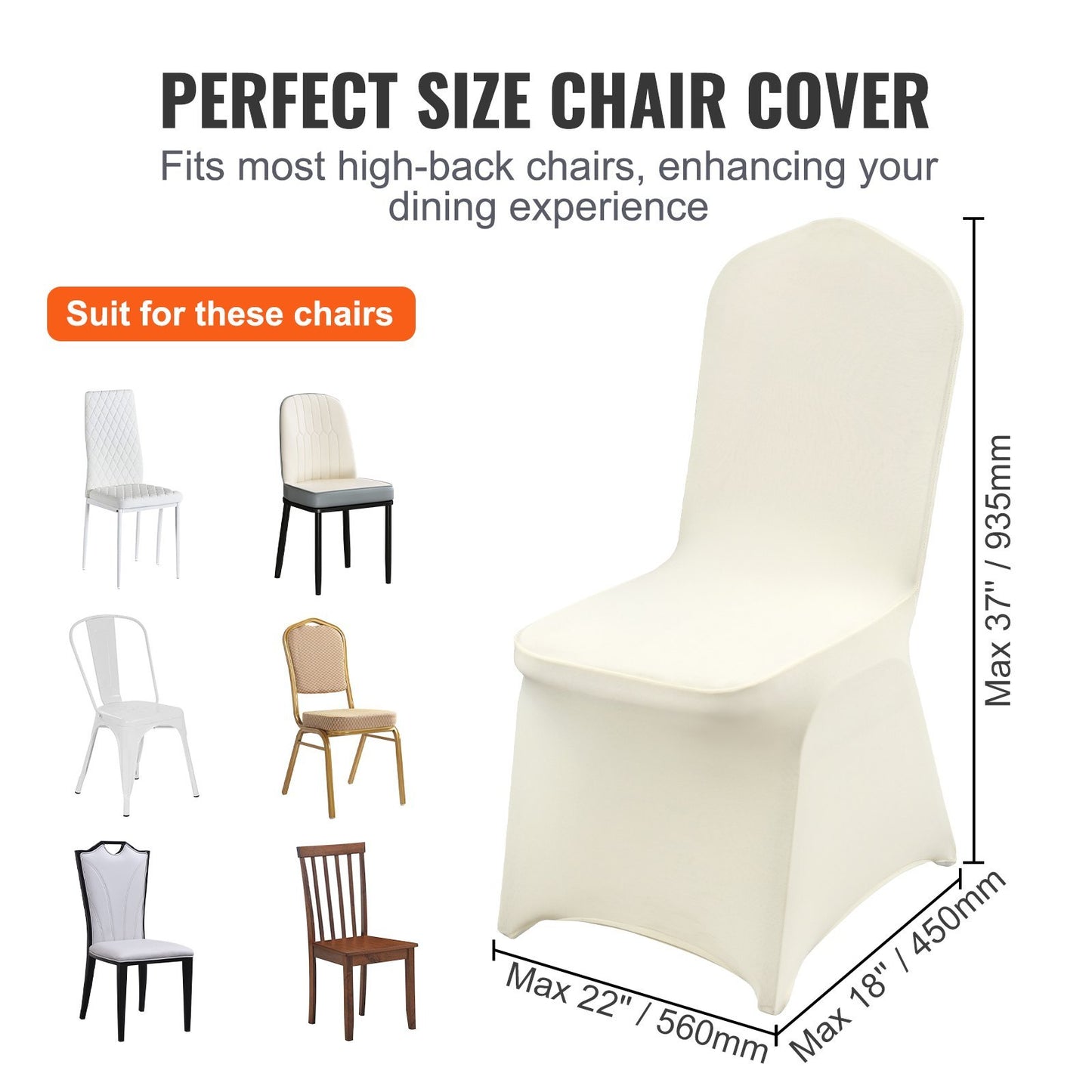US Local VEVOR Stretch Spandex Folding Chair Covers, Universal Fitted Chair Cover, Removable Washable Protective Slipcovers, For Wedding, Holiday, Banquet, Party, Celebration, Dining
