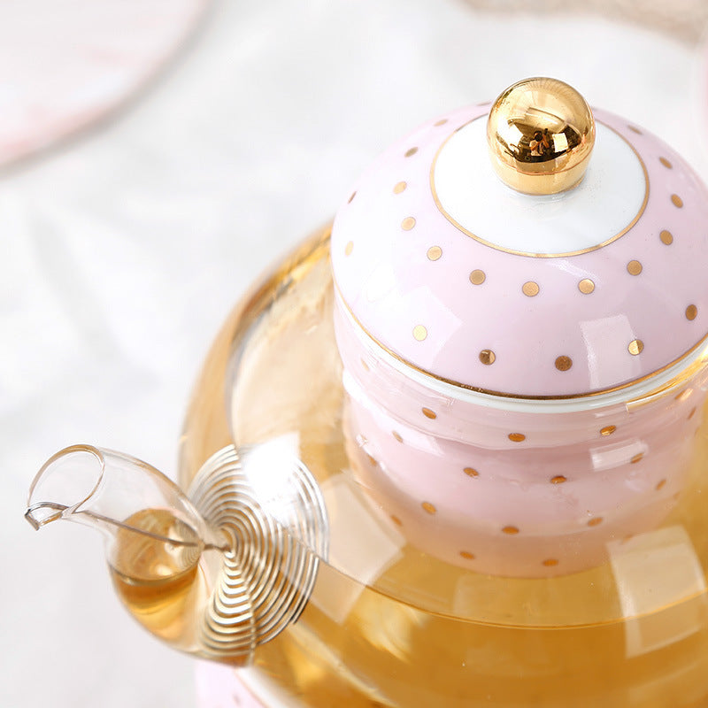 Bone China Coffee Cup Afternoon Tea Red Tea Cup Saucer Glass Water Stove Base