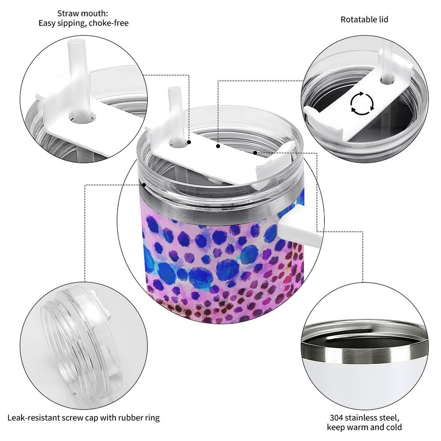 PHDT00399 POD US Local Tumbler 40 oz Large Capacity Car Cup Leopard