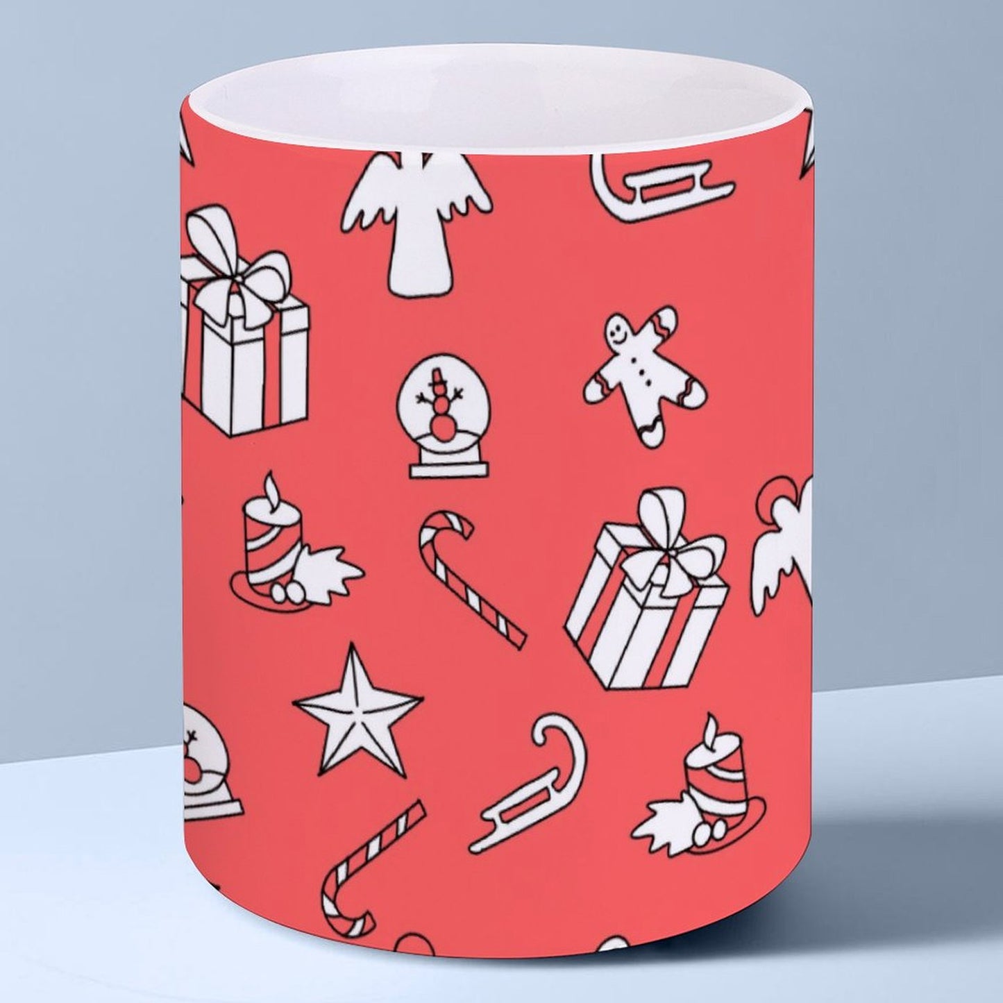 POD US Local White mug with full print, Christmas Pink 0025