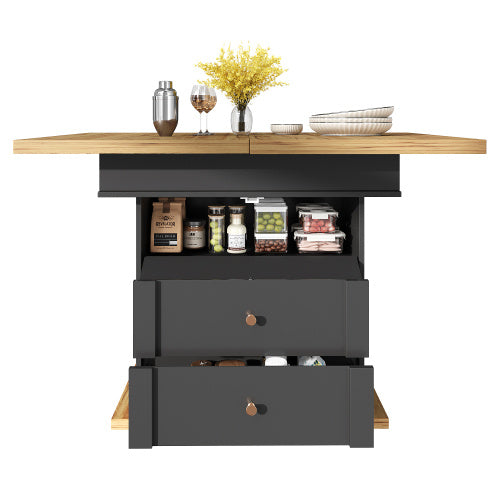 UK Local Telescopic Dining Table 110-140x80 Cm,Foldable Kitchen Table For 4-6 People, Extendable Dining Table, Space-saving Kitchen Table, For Kitchen And Living Room, Minimalist Cabinet Door Design, Black