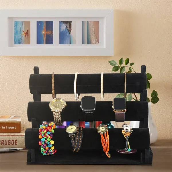 US Local 3-Tier Velvet Jewelry Stand Removable Bracelet Holder Watch Jewelry Bangle Display Rack