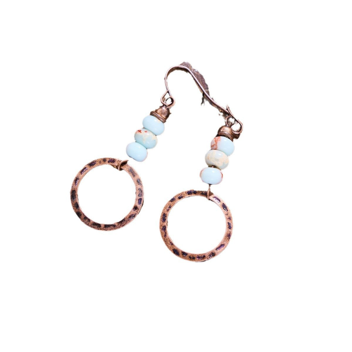 Hammered Turquoise Beaded Pendant Creative Retro Women's Fashion Earrings