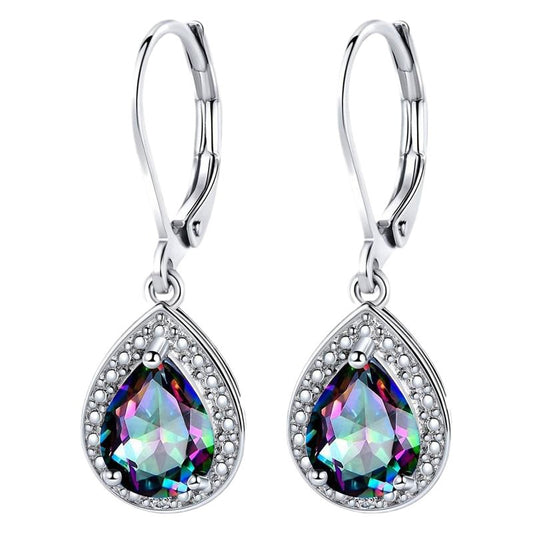 Colored Water Drop Stone Fashionable Earrings