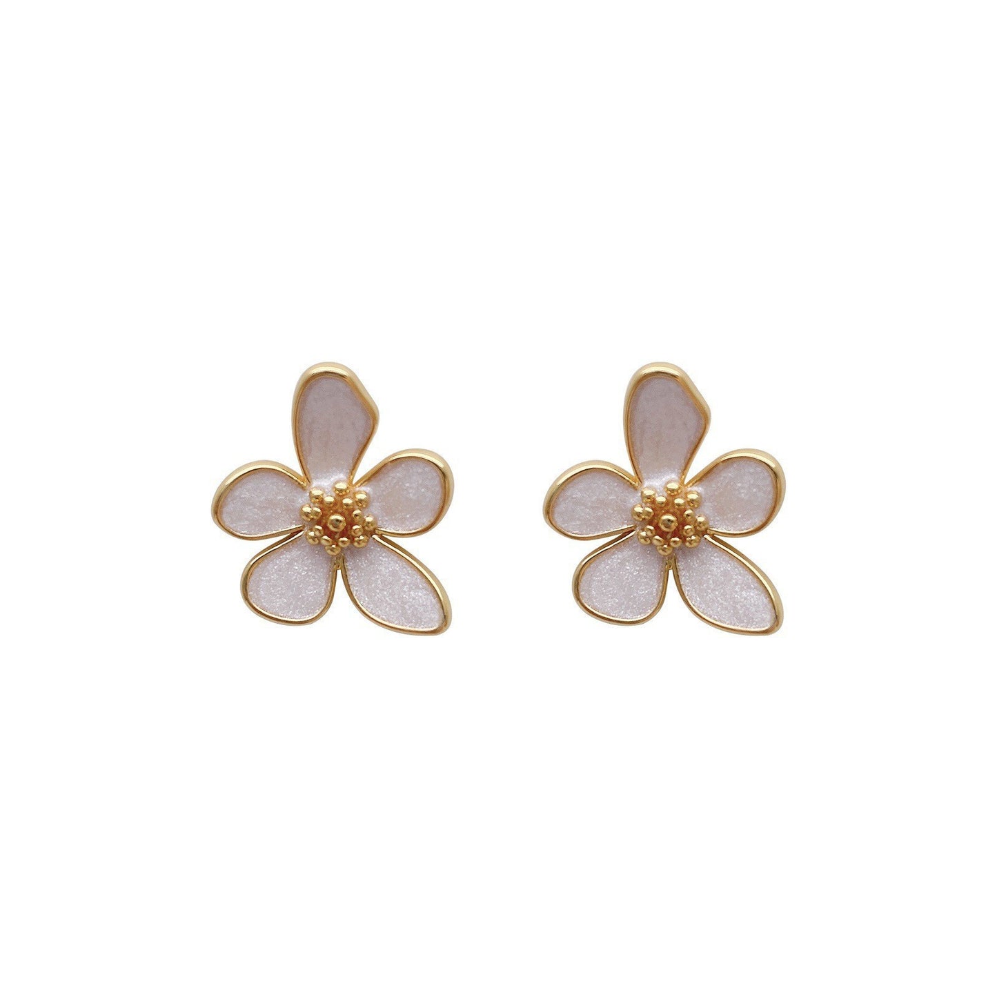 White Drop Oil Petal Earrings For Women