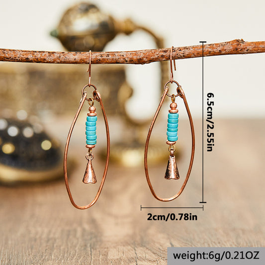 Bohemian Vintage Turquoise Beaded Pendant Jewelry Women's Earrings