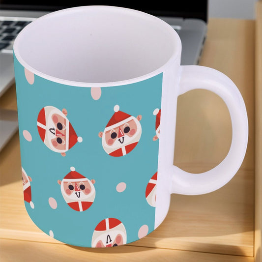 POD US Local White mug with full print, Christmas Santa Claus Circle Blue 0070