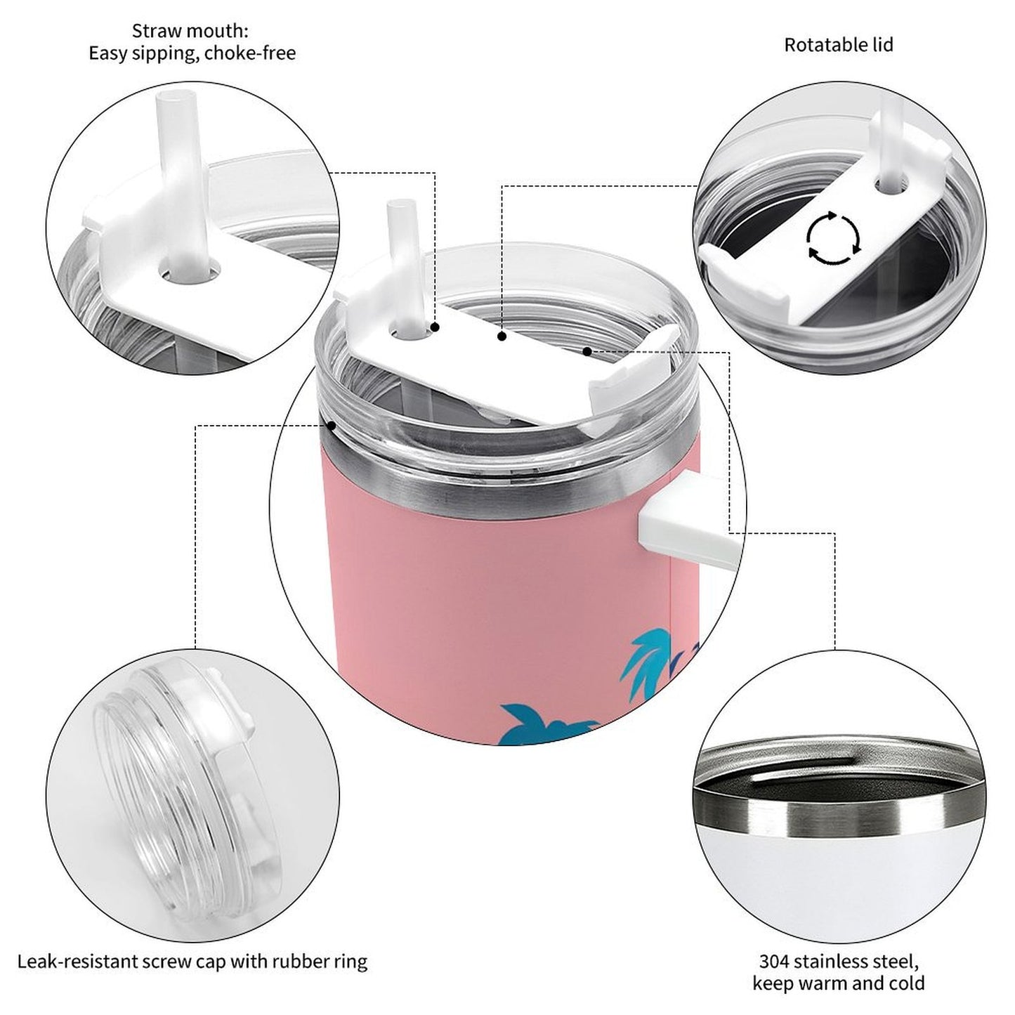 PHDT00512 POD US Local Tumbler 40oz Large Capacity Car Cup Island, Ocean