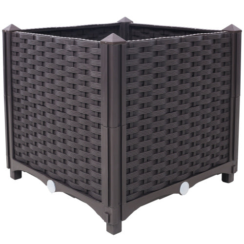 US Local Deep Raised Garden Bed Plastic Planter Boxes For Vegetables Flowers Herbs And Succulents,Self-Watering Planter Box Raised Bed To Grow Flowers, Herbs & Vegetables, 15.7 L X 15.7 D X 14.7 H