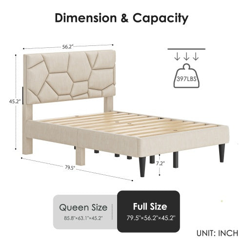 US Local Queen Bed Frame, Linen Storage Headboard, Strong And Stable, No Noise, No Box Spring, Weight 397lbs