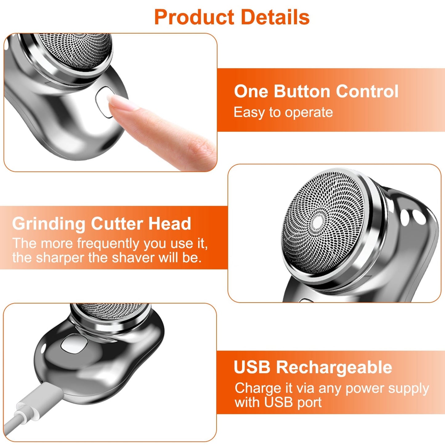 US Local 1 Set Electric Razor For Men Mini Shaver Portable Pocket Size Shaver USB Rechargeable Dry Usage For Home Travel Office