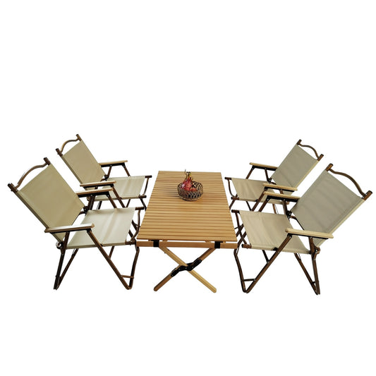 US Local Multi FunctionFoldable DiningSet1 Table 4 Chairs Indoor Outdoor Use