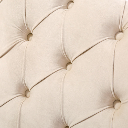 UK Local Upholstered Bed 5ft,150x200, 5ft King Bed, Luxurious Velvet Button-Tufted Sleigh Bed Storage, Functional Bed With Slatted Frame And Storage, Beige