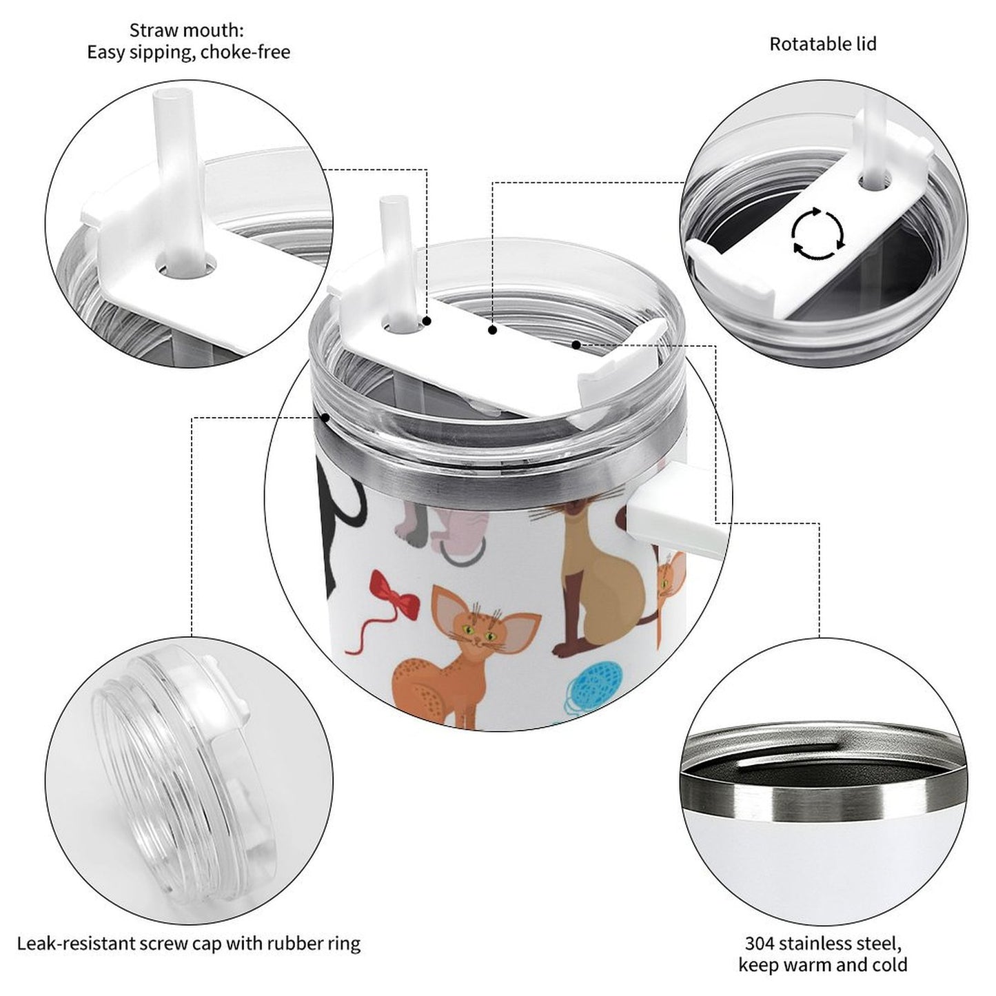 PHDT00250 POD US Local Tumbler 40 oz Large Capacity Car Cup Cat