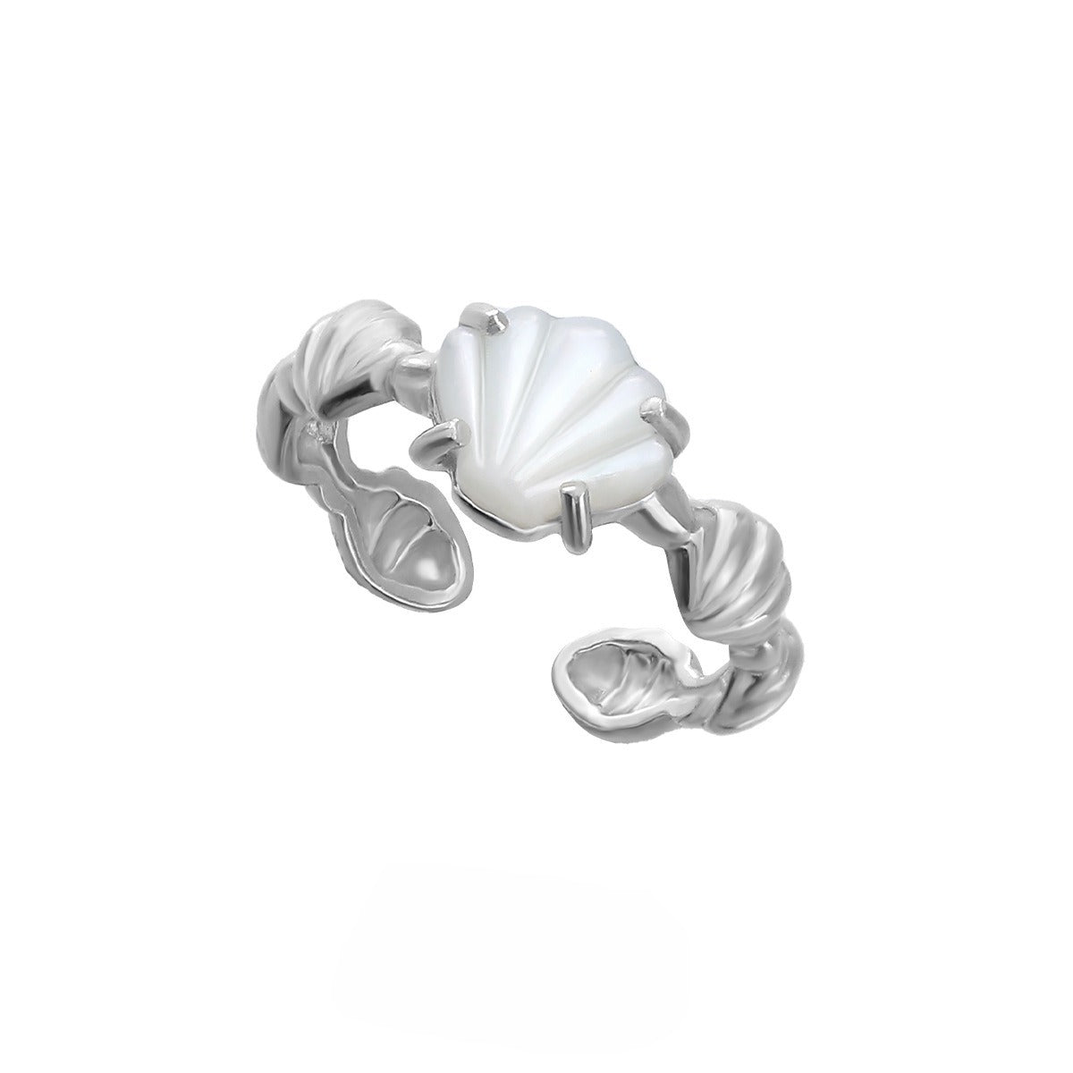 Shell White Shell Tiger Eye Cold Style Personality High Sense Ring