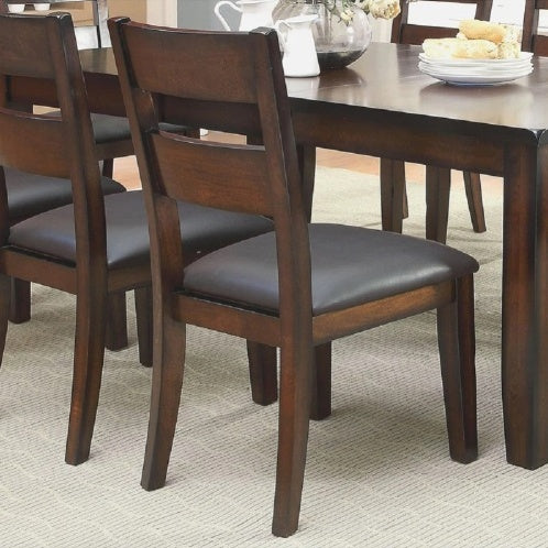 US Local Dark Cherry Finish Solid Wood Transitional Style Kitchen Set Of 2pcs Dining Chairs Bold Sturdy Design Chairs Dining Room Furniture Padded Leatherette Seats