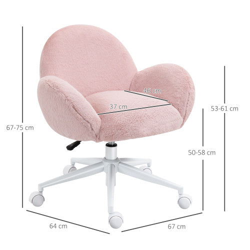 UK Local HOMCOM Makeup Vanity Chair, Cute Fluffy Desk Chair With Rolling Wheels For Bedroom Living Room