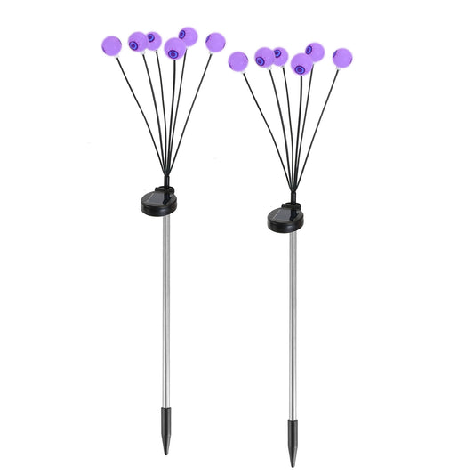 US Local 2 Pcs Purple Light OR 2Pcs Green Light Solar Scary Eyeballs Lights Outdoor Halloween Decoration Swaying Light Halloween Path Lights Ornaments With Total 12LED IP65 Waterproof For Yard Garden