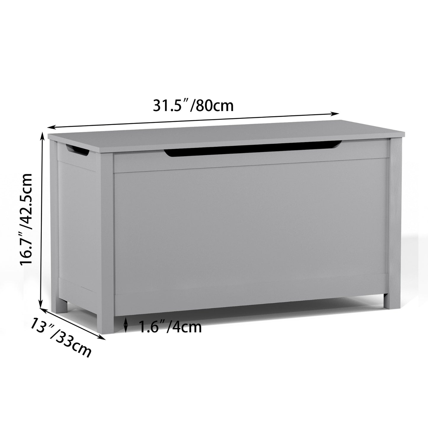 US Local Kids Wooden Toy Box Storage With Safety Hinged Lid For Ages 3Gray