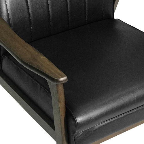 US Local Mid Century Modern Upholstered Accent Chair, Matte Black Faux Leather