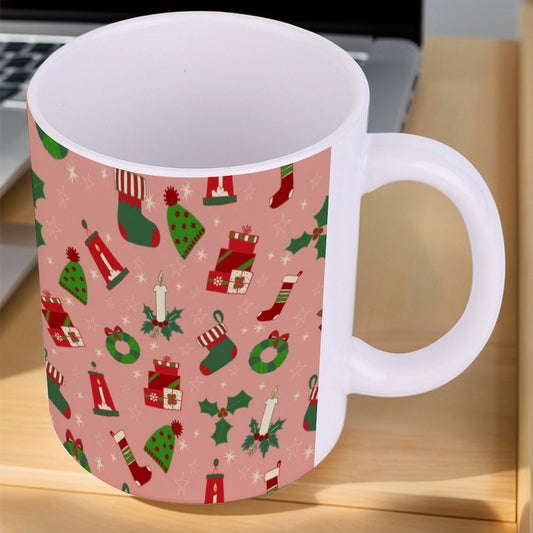 POD US Local White mug with full print, Christmas Pink 0045
