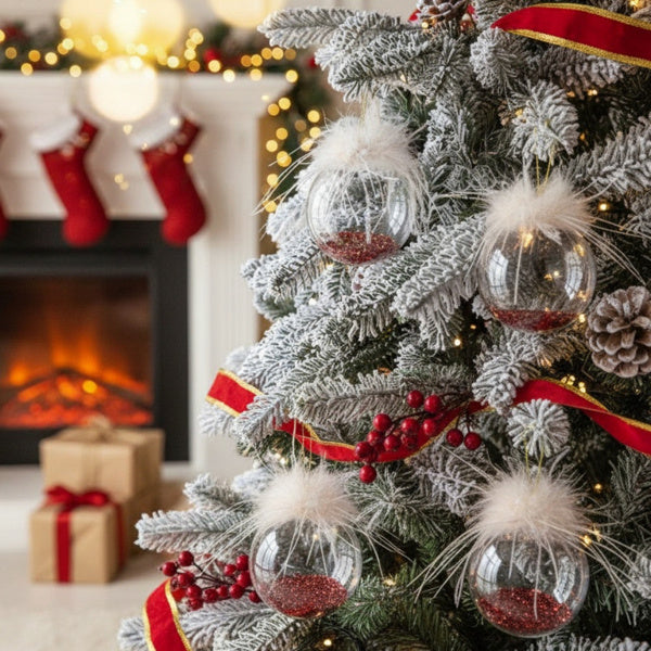 US Local 6PCS Set Glass Christmas Ornaments Decorative Hanging Balls For Tree & Holiday Party Decor Festive Home Decorations FBA Shipment