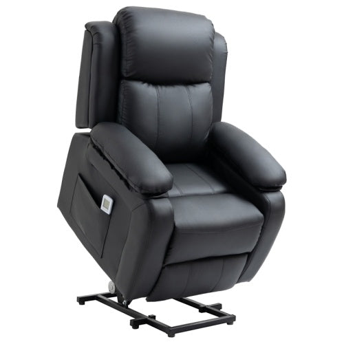 UK Local HOMCOM Riser And Recliner Chair With Massage, Heat, Power Lift Recliner Chair For Elderly With Remote Control, Extended Footrest, Dual Side Pockets, Overstuffed Electric Reclining Armchair