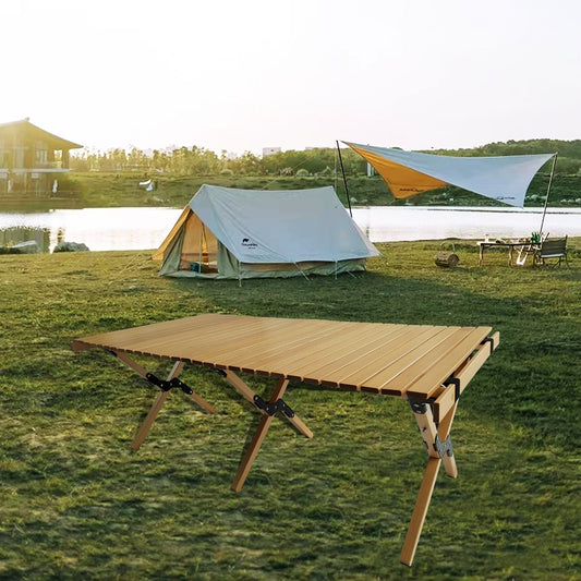 US Local Multi-Function Foldable Wooden Patio Dining Table, Natural - Indoor Outdoor