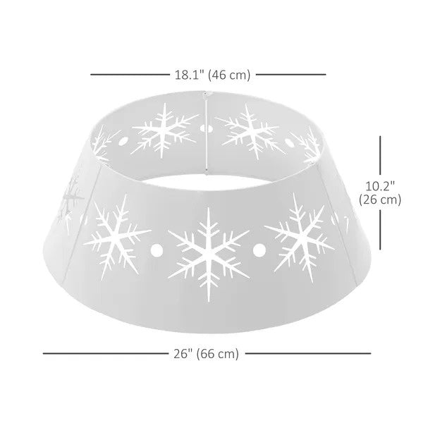 CA Local 26 Christmas Tree Base Cover, Christmas Tree Collar With Hollow Snowflake Patterns For Home Decoration, White