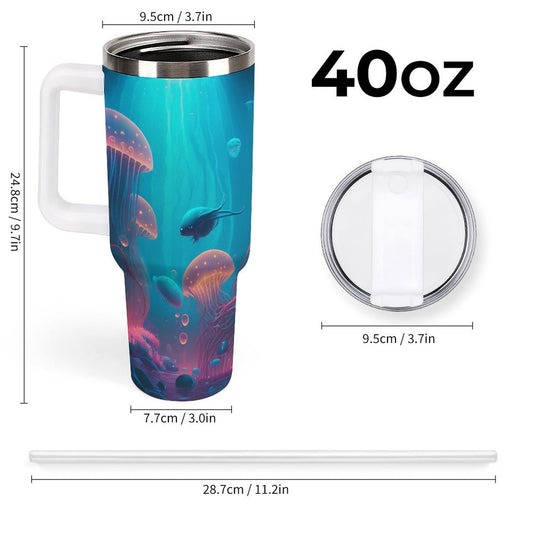 PHDT00429 POD US Local Tumbler 40 oz Large Capacity Car Cup Pink, Jellyfish, Blue Sea