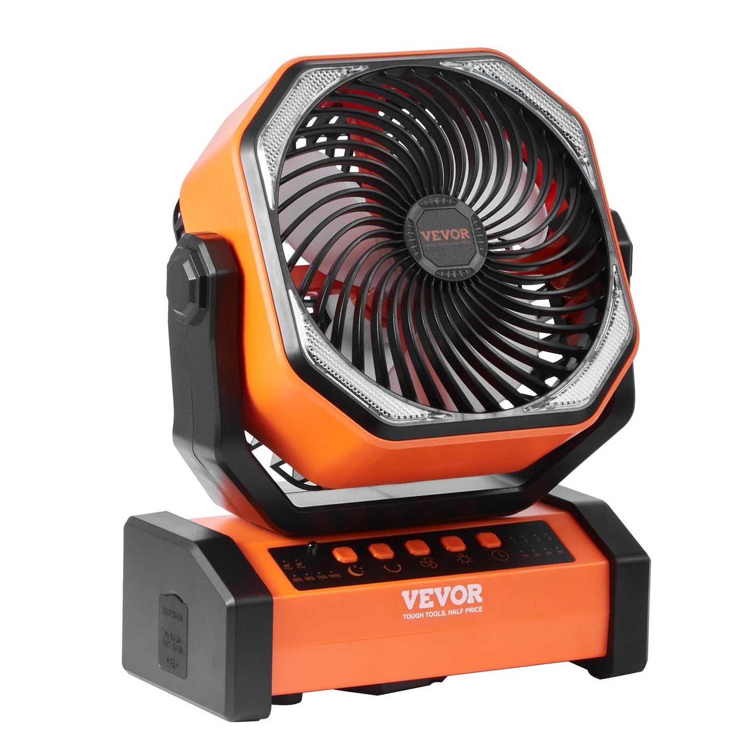 US Local VEVOR Portable Fan Rechargeable 9 Inch, Battery Powered Fan With LED Lantern, 4 Speeds Adjustable Automatic Swivel & Timer , USB Battery Operated Fans For Travel Bedroom Home Camping Office