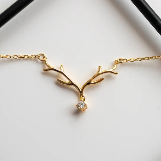 Simple Large Antlers Pendant Necklace