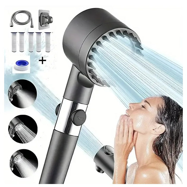 US Local Shower Head, High Pressure Flow Multiple Modes, 5 Layers Filter, Hard Water Power Rinse, With Switch, Suitable For Pet Bathing, Vertical Shower, White Turbo Shower