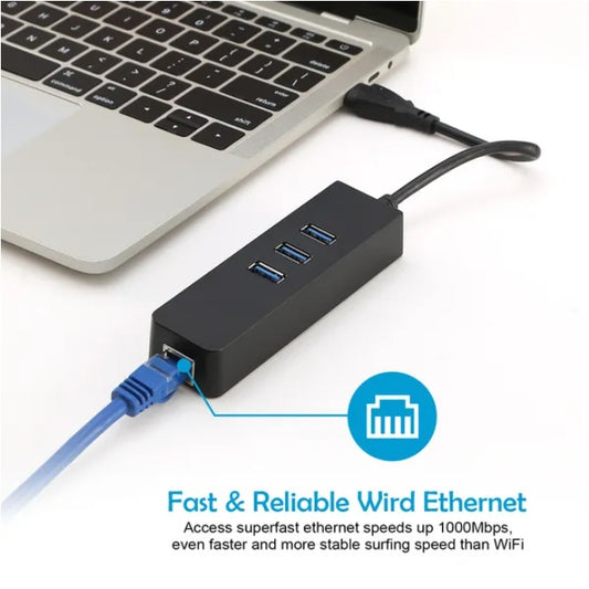 US Local 3-Port USB 3.0 Hub Gigabit Ethernet Adapter