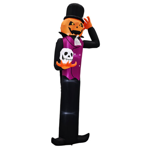 US Local 12ft Caped Pumpkin Man, Halloween Inflatable Decoration 12V