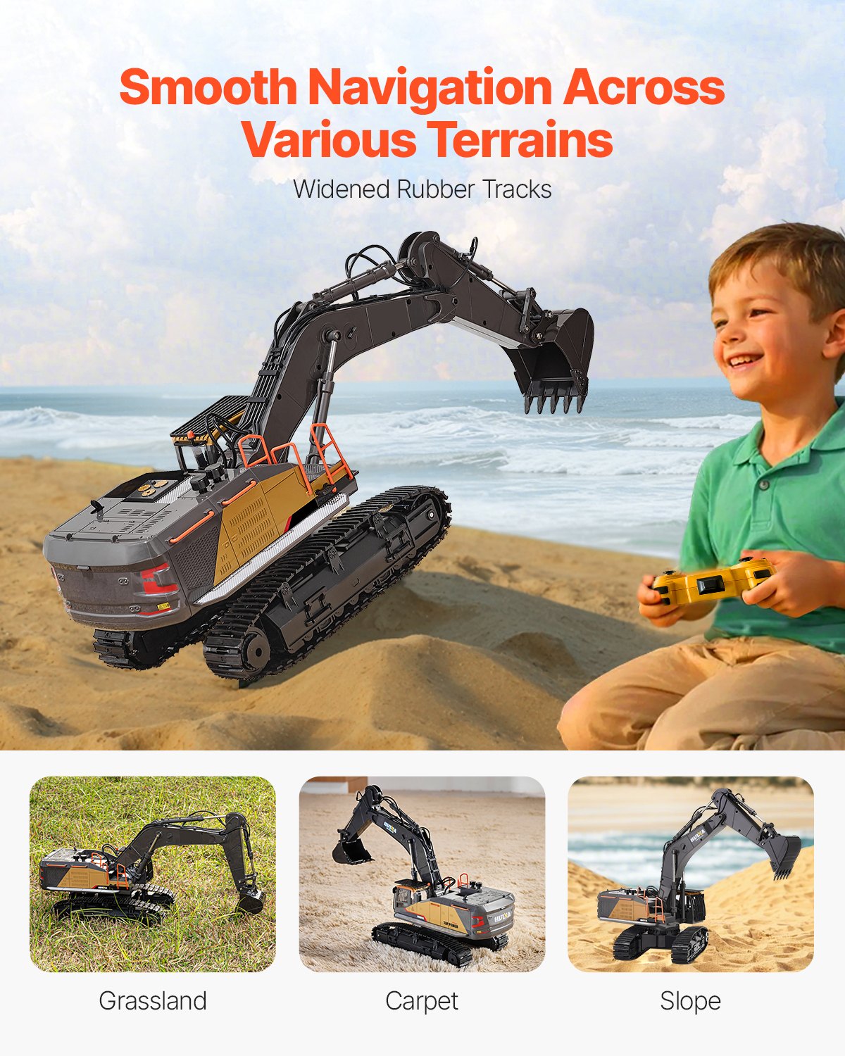 US Local Remote Control Excavator Toy 22 Channel 1:14 Scale RC Excavator Digger For Kids