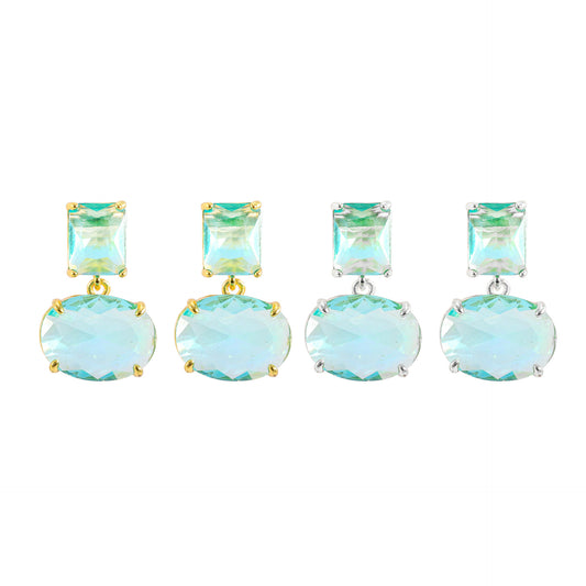 Crystal Geometric Earrings Elegant Copper Plated With Real Gold