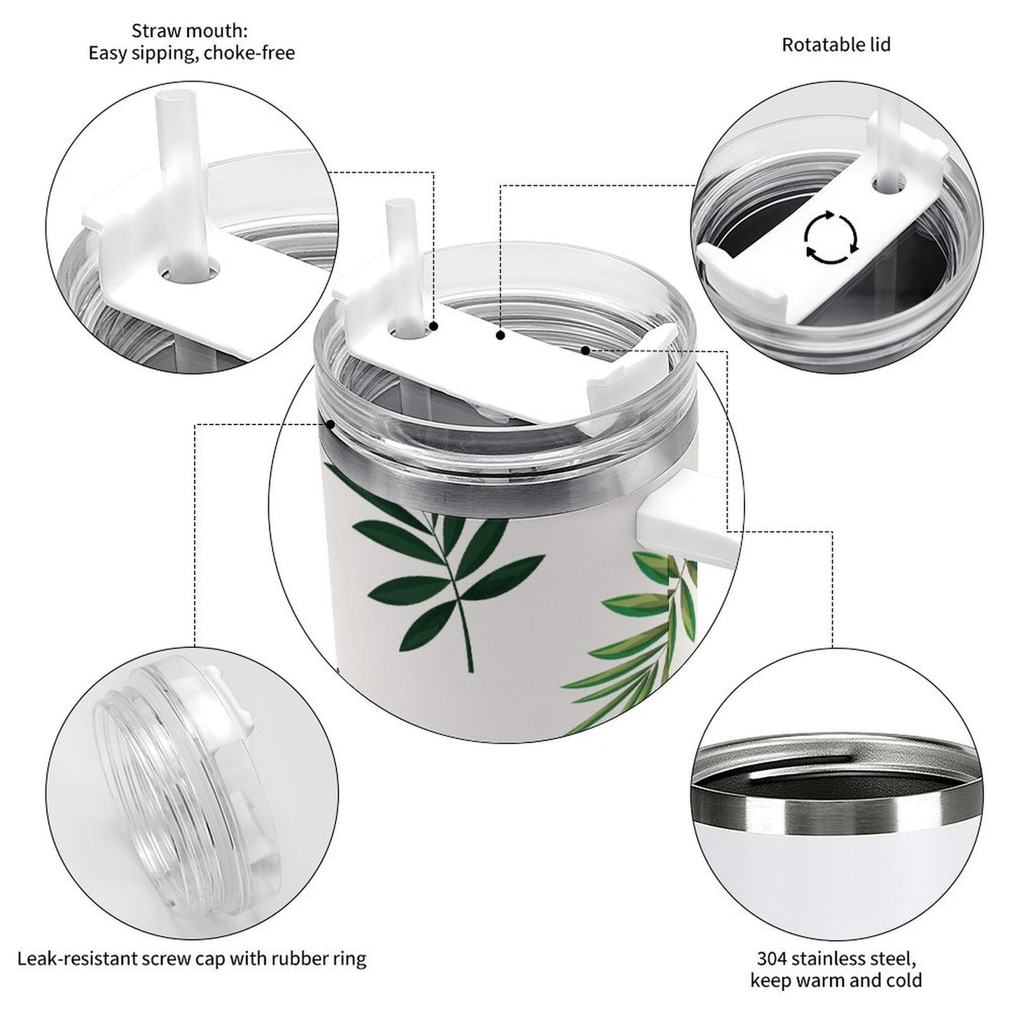 PHDT00057 POD US Local Tumbler 40 oz Large Capacity Car Cup Leaves, Summer