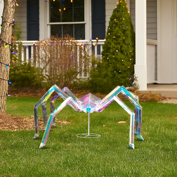US Local 3ft Prism Spider, Illusion, 340 Purple Copper Wire Light, 4.5V 3.6W Halloween Standing Decoration US Specification